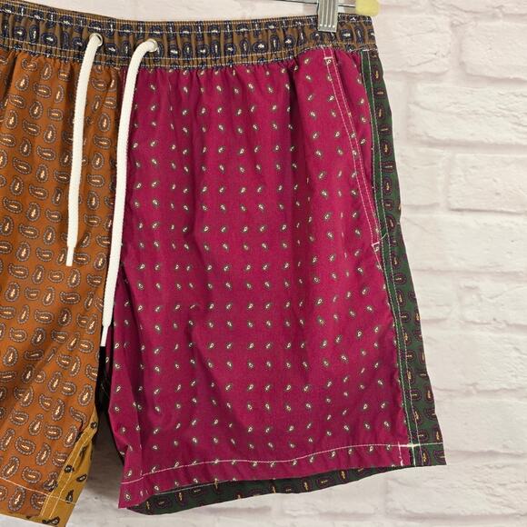 F J.Crew Multi Color Paisley Print 6" Stretch Swim Trunk Board Shorts Size L - Picture 3 of 9